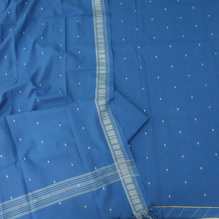 Madhubala Cerulean Blue Thread Weaved Handloom Cotton Suit Set