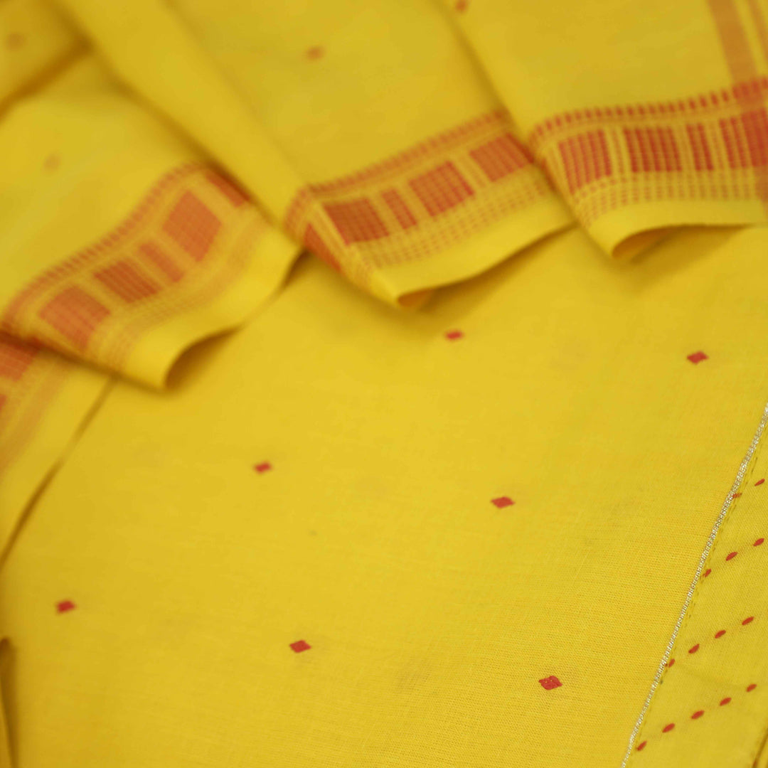 Madhubala Dandelion Yellow Thread Weaved Handloom Cotton Suit Set