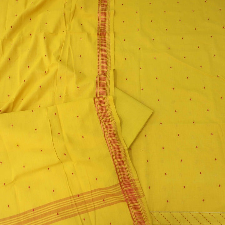 Madhubala Dandelion Yellow Thread Weaved Handloom Cotton Suit Set