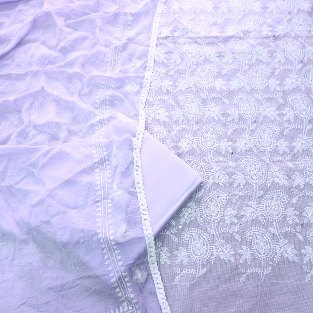 Yasmin Scarlet Lilac All Over Thread Work Kota Doriya Set