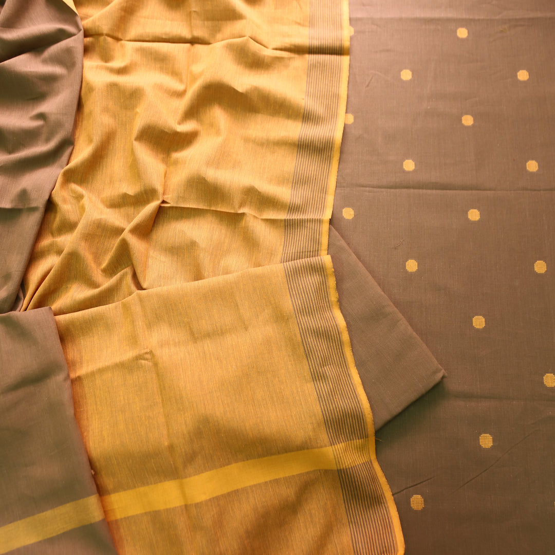 Gayatri Tan Coffee Woven Temple Hem South Cotton Set