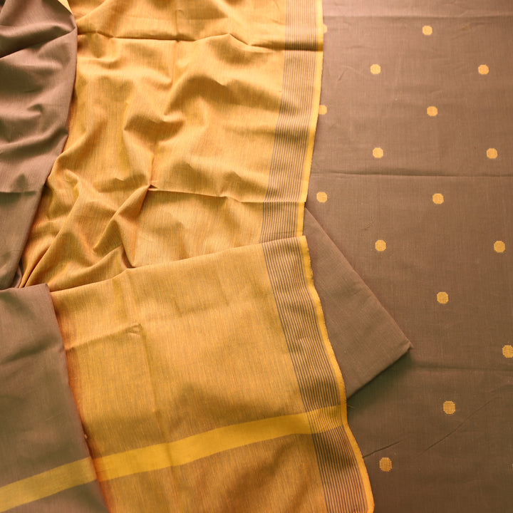 Gayatri Tan Coffee Woven Temple Hem South Cotton Set