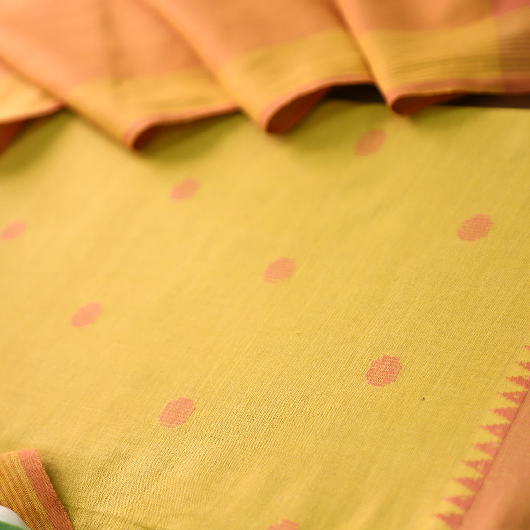 Gayatri Turmeric Yellow Woven Temple Hem South Cotton Set