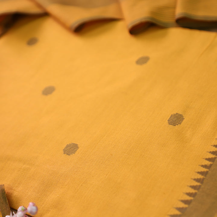 Gayatri Dijon Yellow Woven Temple Hem South Cotton Set
