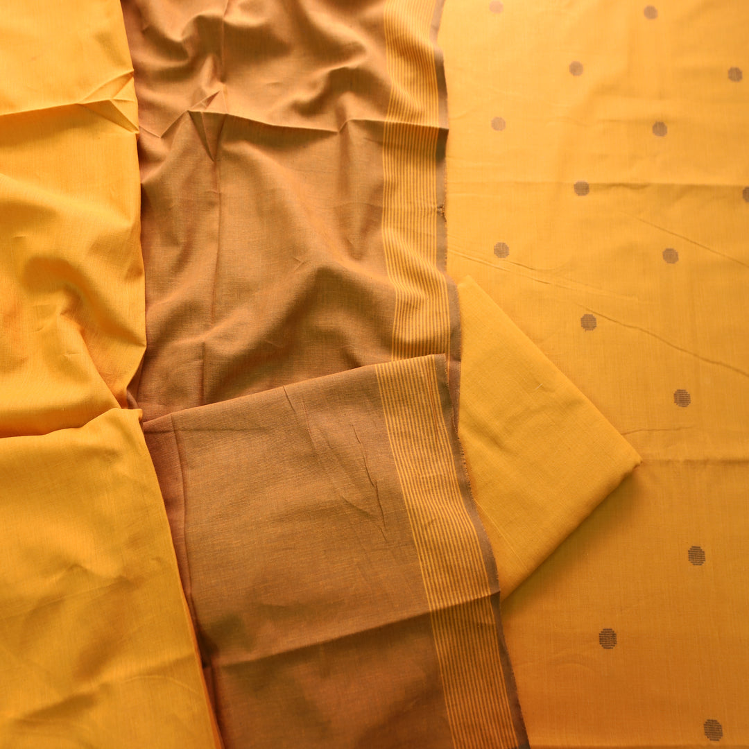 Gayatri Dijon Yellow Woven Temple Hem South Cotton Set