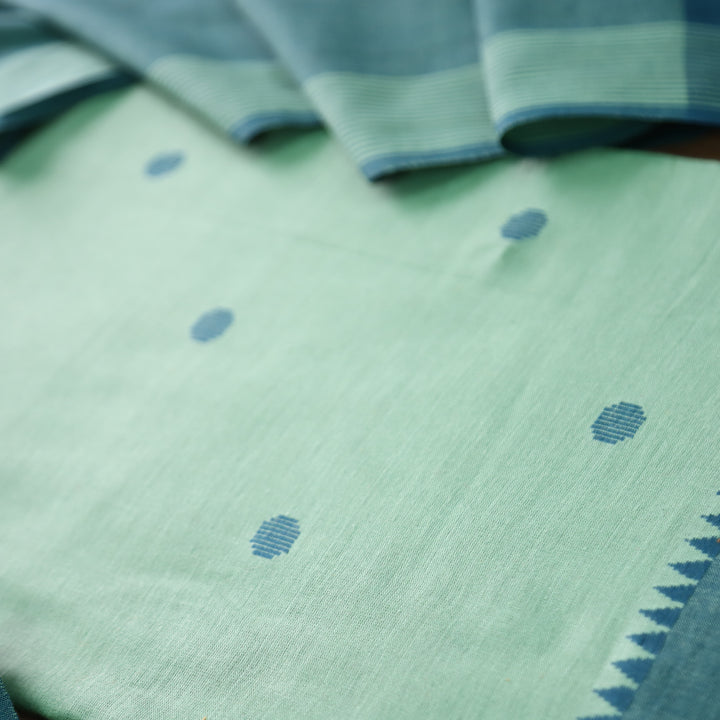 Gayatri Ocean Teal Woven Temple Hem South Cotton Set