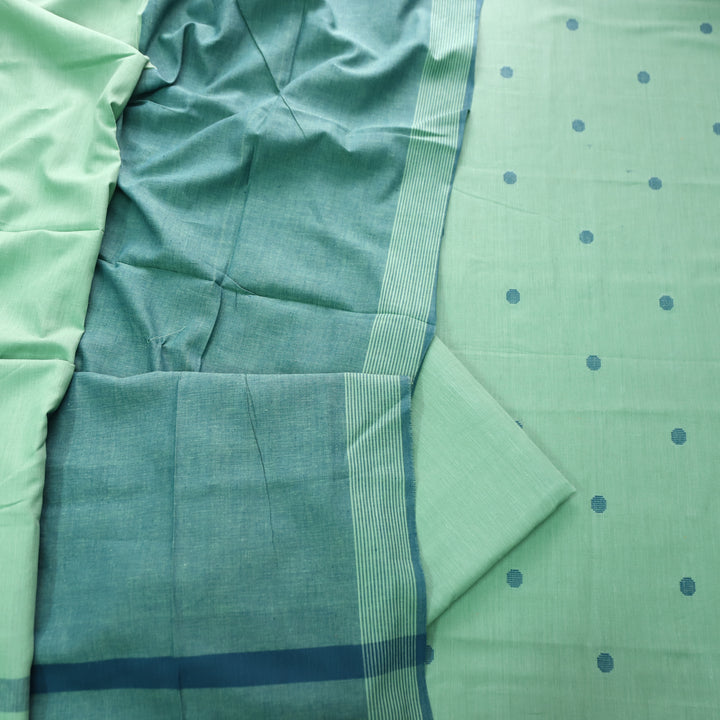 Gayatri Ocean Teal Woven Temple Hem South Cotton Set