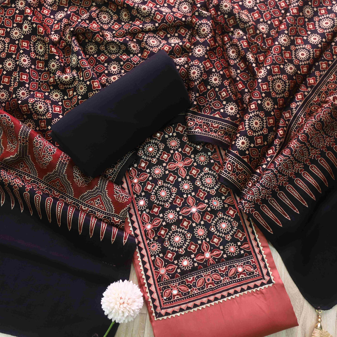 Anokhi Soft Pink Glazed Cotton Top and Digital Printed Mashru Dupatta