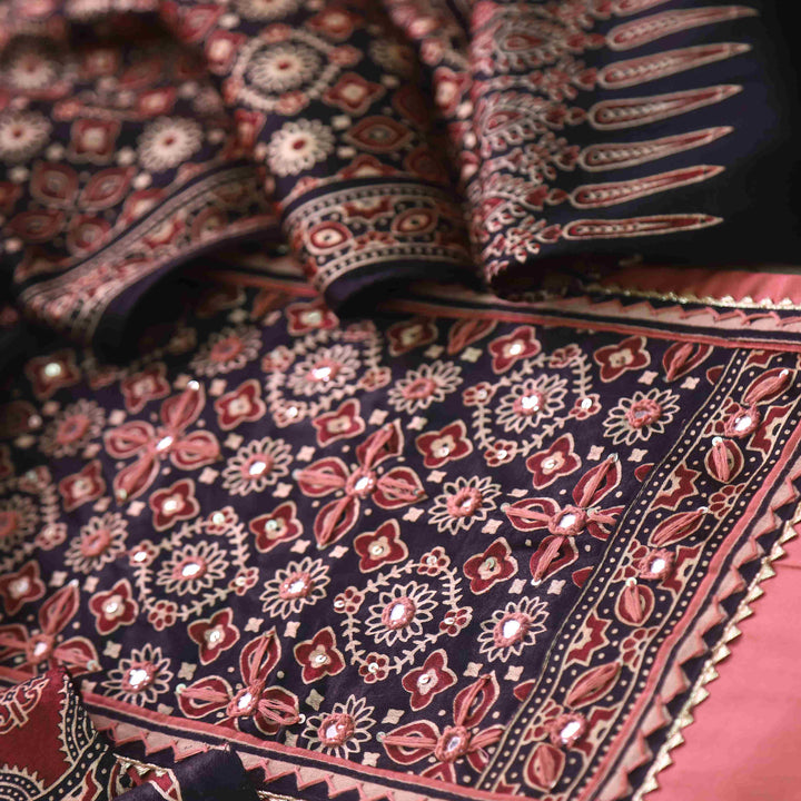 Anokhi Soft Pink Glazed Cotton Top and Digital Printed Mashru Dupatta