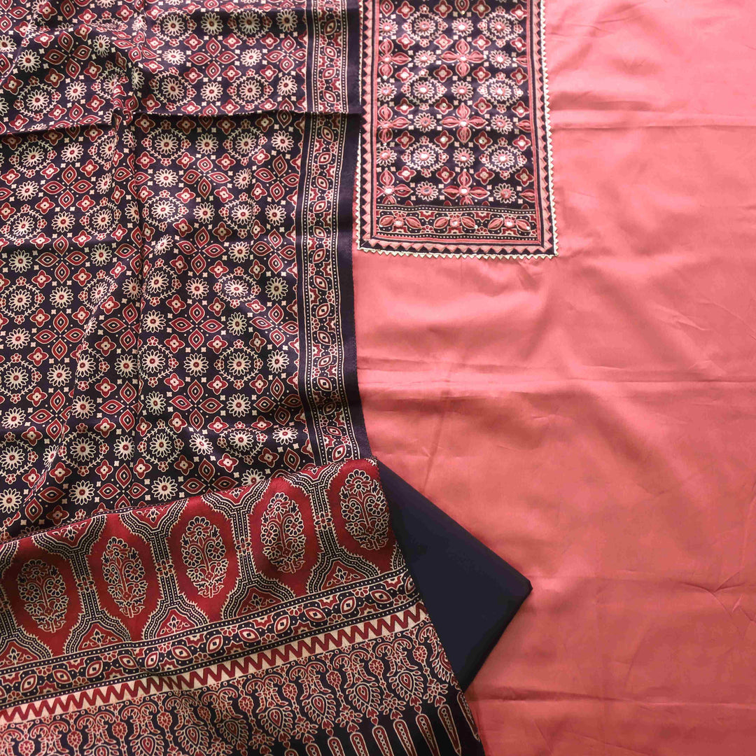 Anokhi Soft Pink Glazed Cotton Top and Digital Printed Mashru Dupatta