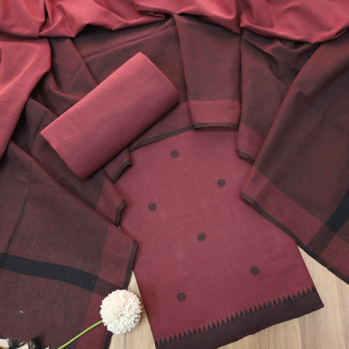 Gayatri Blush Mauve Woven Temple Hem South Cotton Set