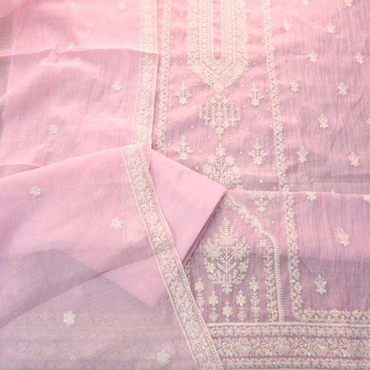 Kaveri Toffy Pink Thread Embroidered Chanderi Set