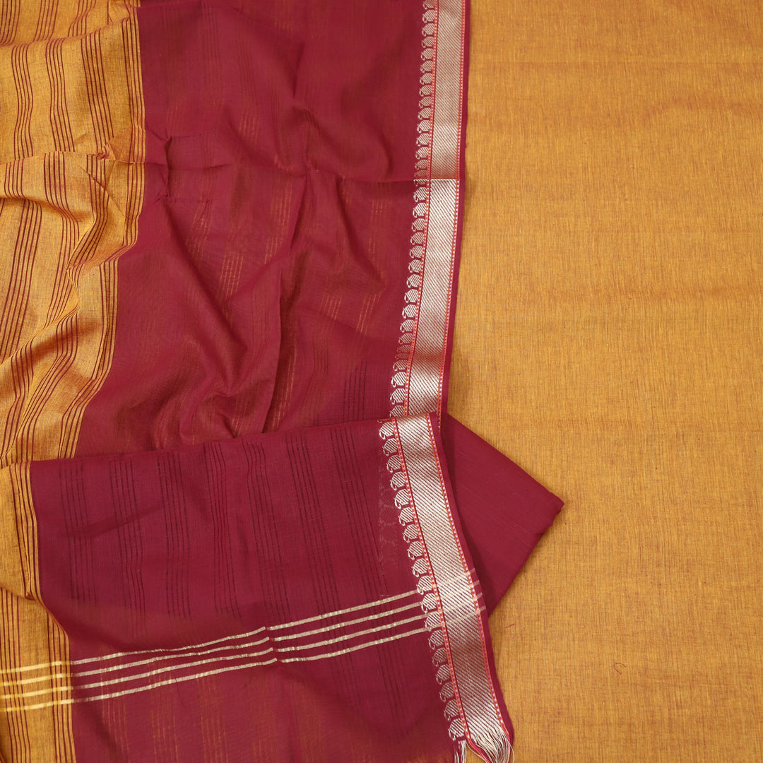 Sanskruti Tangerine Orange Mangalgiri Hem in South Cotton Suit Set