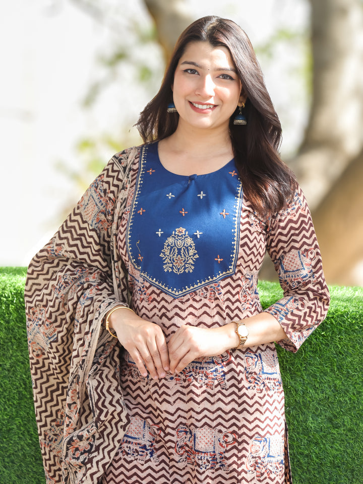 Nancy Blue Kalamkari Cotton 3 PIece Set