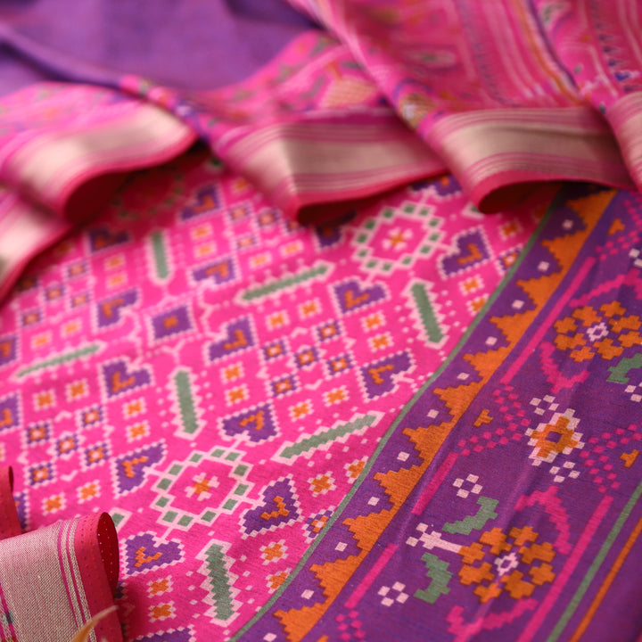 Saadvi Pink All Over Patola Shadow Printed Work Muslin Set