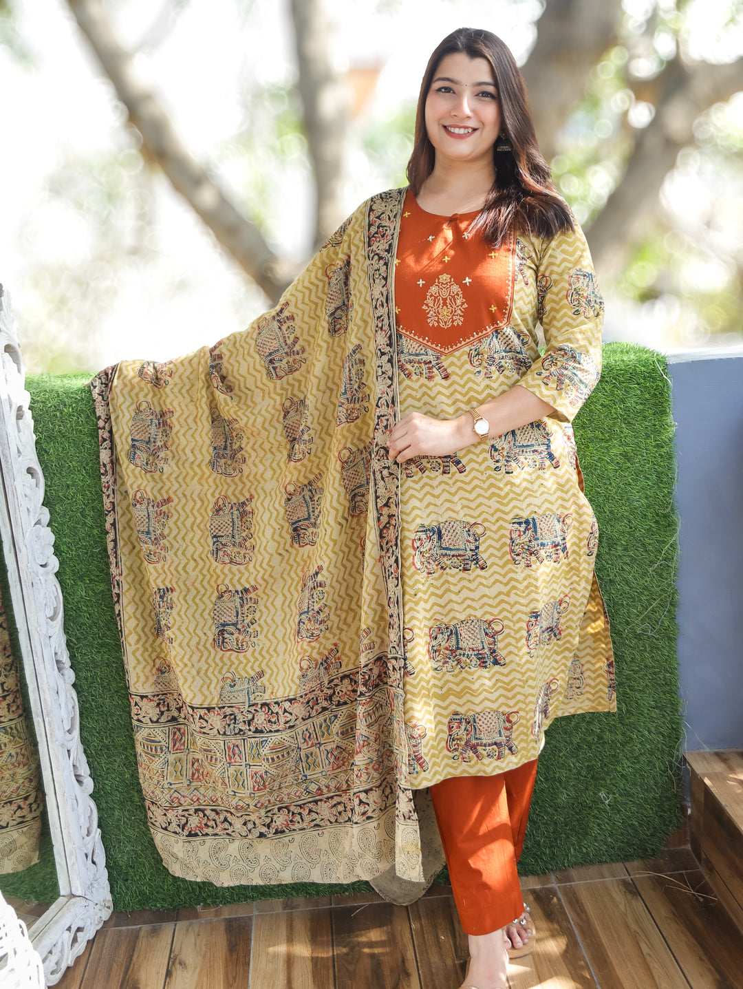 Nancy Rust Kalamkari Cotton 3 PIece Set