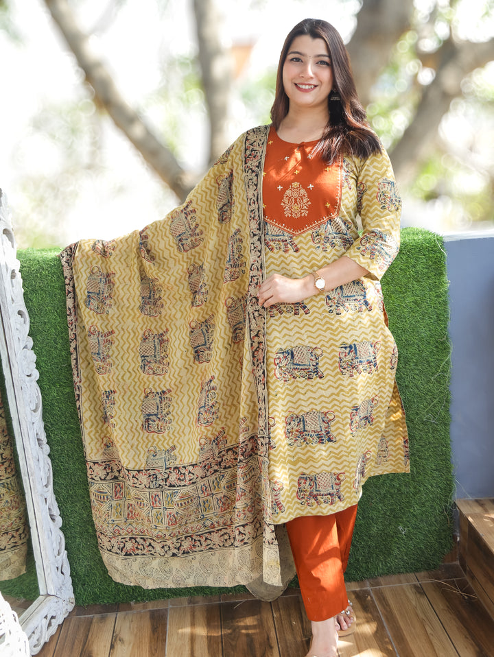 Nancy Rust Kalamkari Cotton 3 PIece Set