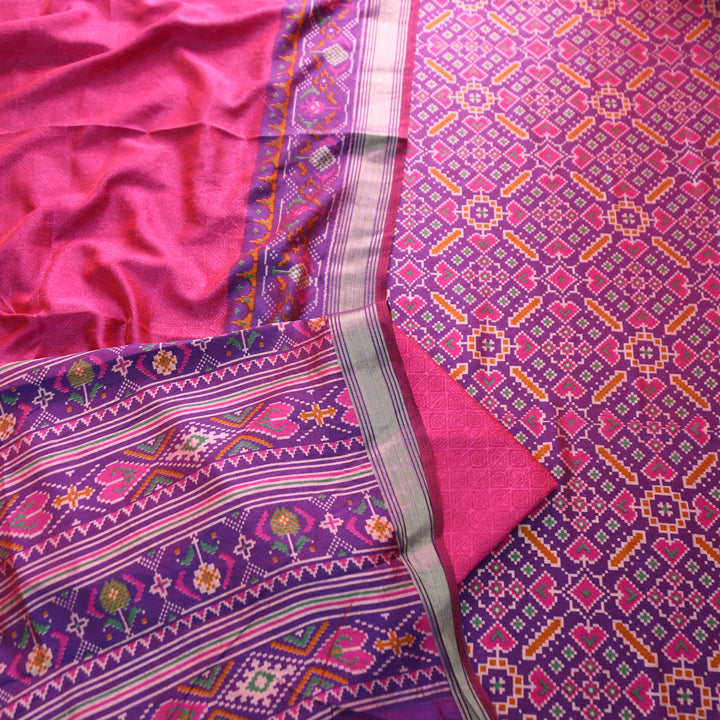 Saadvi Violet Purple All Over Patola Shadow Printed Work Muslin Set