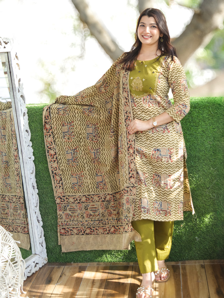 Nancy Green Kalamkari Cotton 3 PIece Set