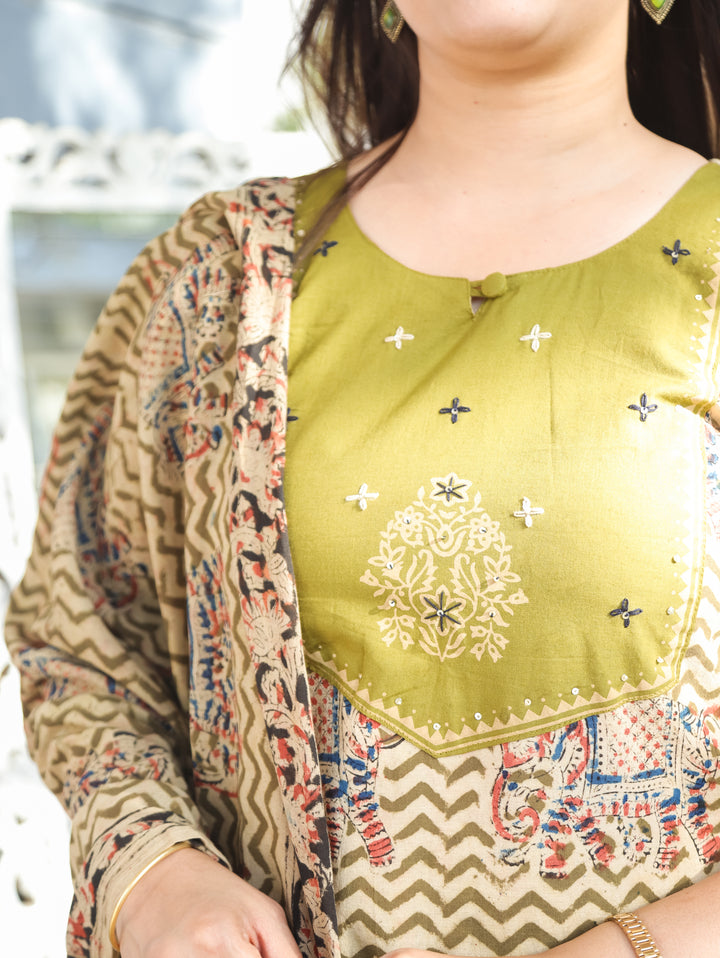 Nancy Green Kalamkari Cotton 3 PIece Set
