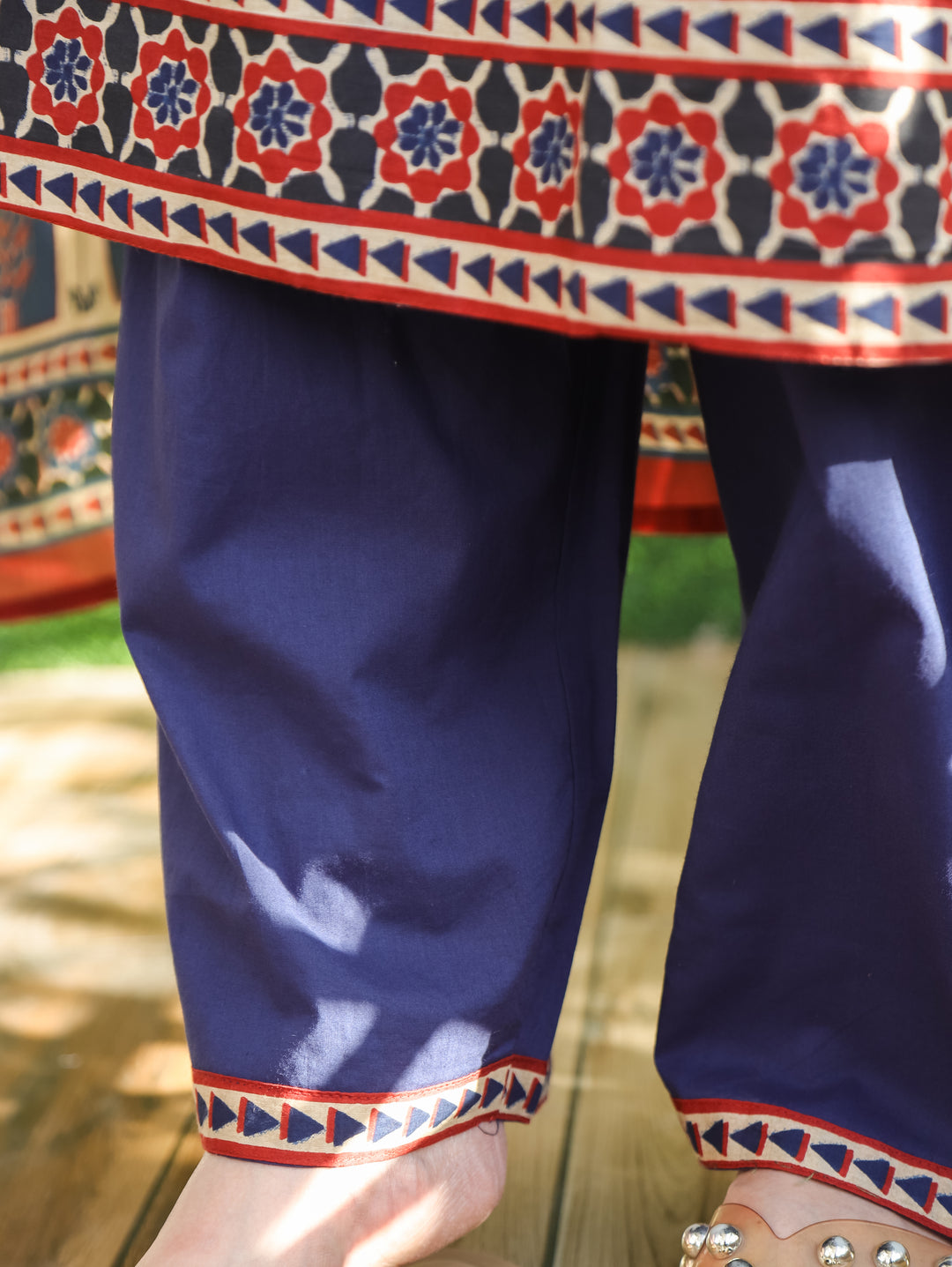 Nancy Navy Blue Mughal Cotton 3 Piece Set