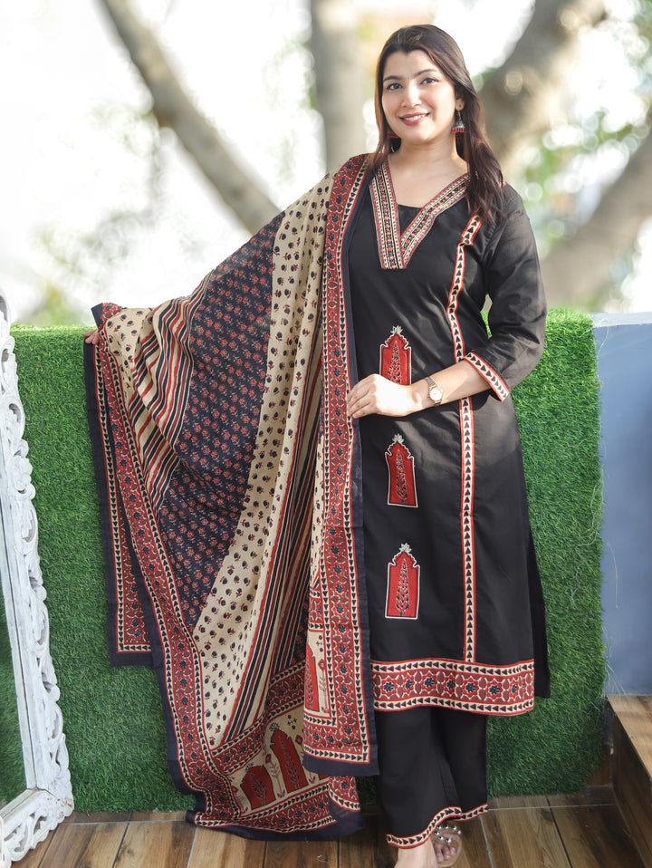 Nancy Black Mughal Cotton 3 Piece Set
