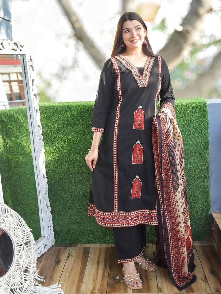 Nancy Black Mughal Cotton 3 Piece Set