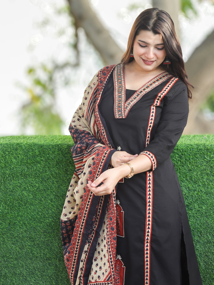 Nancy Black Mughal Cotton 3 Piece Set