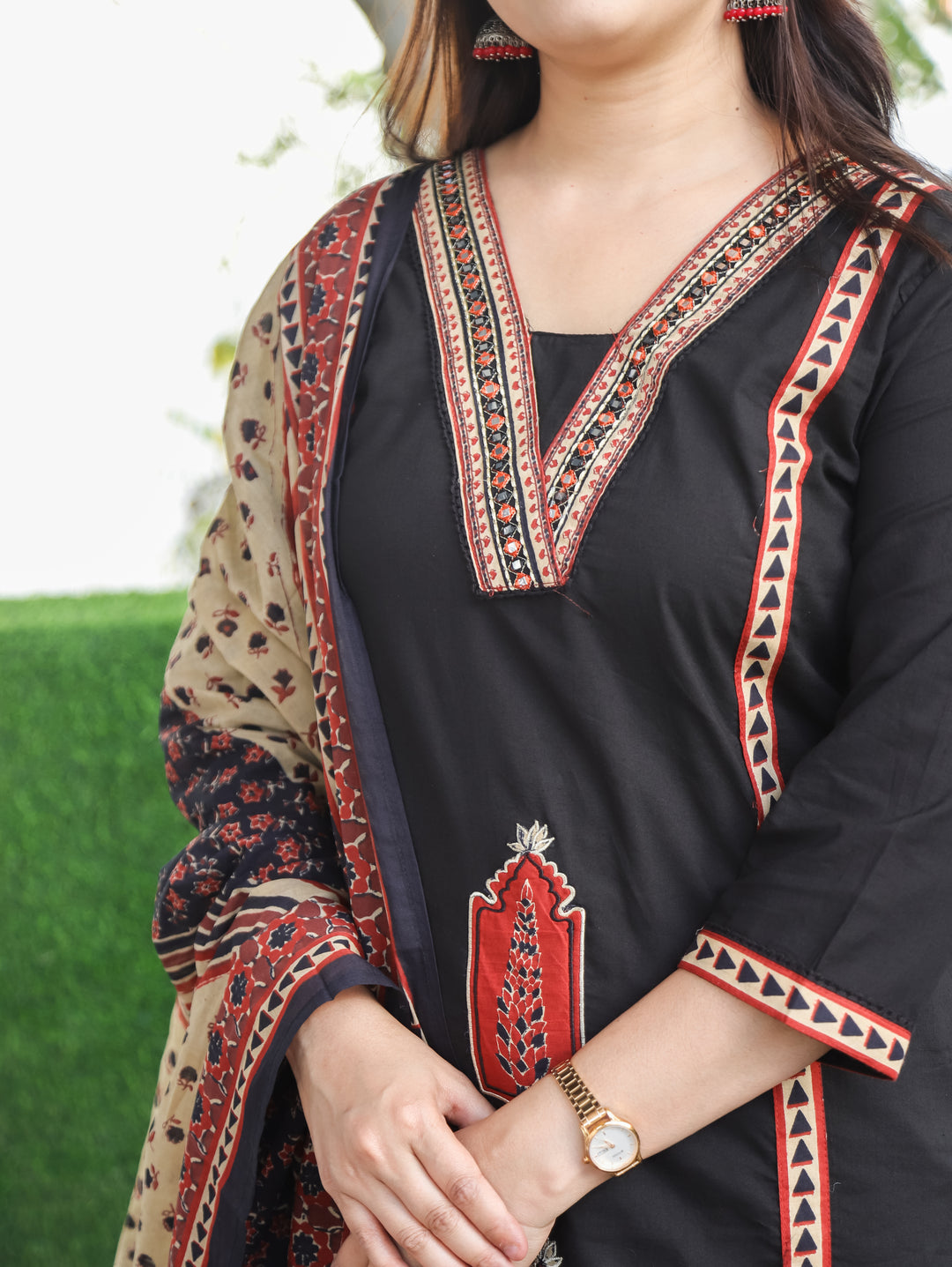 Nancy Black Mughal Cotton 3 Piece Set