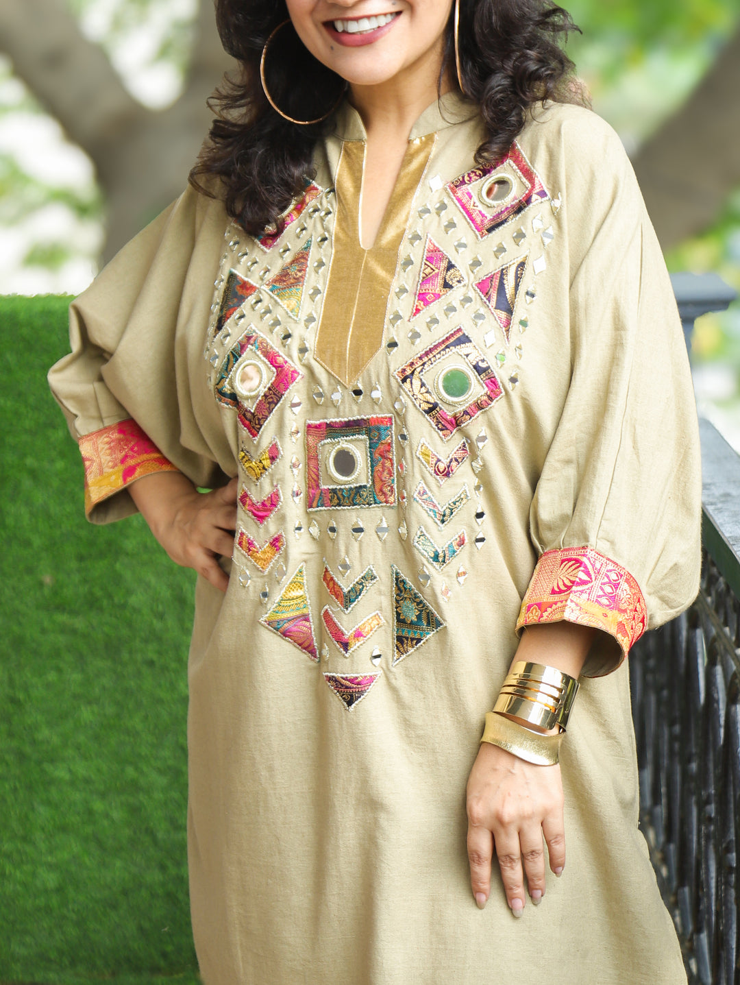 Camila Beige Embroidered Dolman Co-ord Set