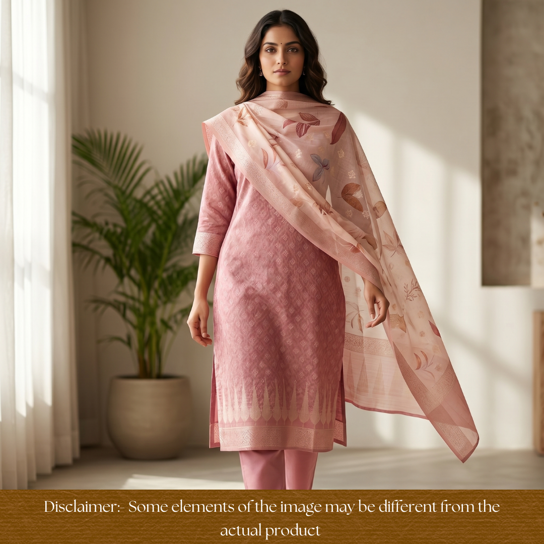 Ambarsari Coco Brown Authentic Jamdani Weaved with Zari Chanderi Set