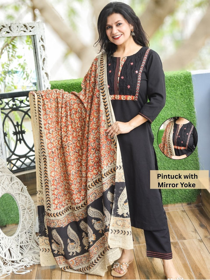 Jessica Black Pintuck Cotton 3 Piece Set