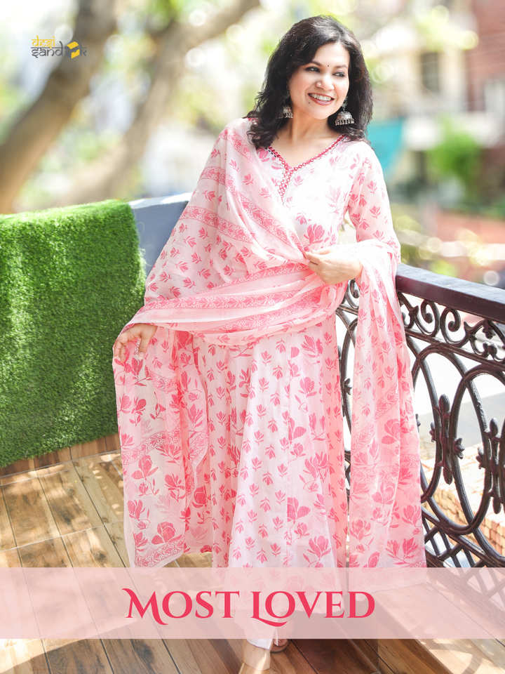 Bella Bubblegum Pink Patra Mul Cotton 3 Piece Set