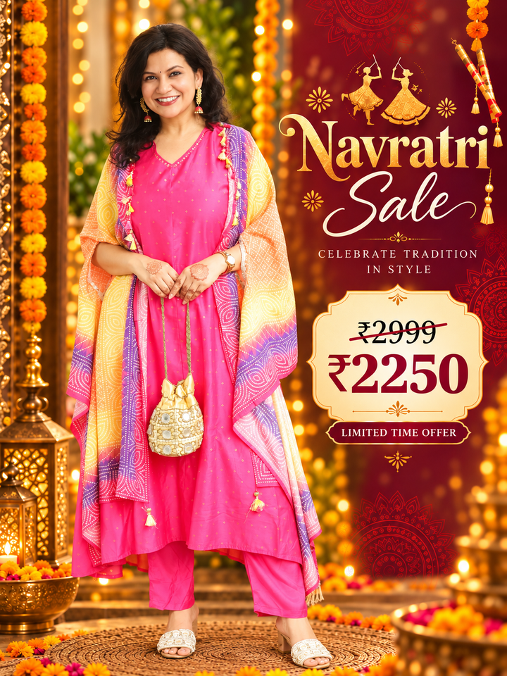 Piya Rani Pink Zari Dobby Cotton Silk Set with Cape