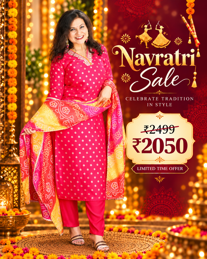 Kiara Hot Pink Embellished V Neck Work in Zari Weaved Dola Silk 3 Piece Set