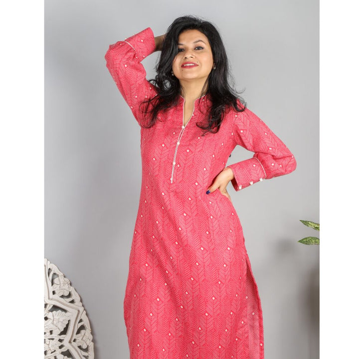 Pretty Pink Semi Pashmina Printed kurti