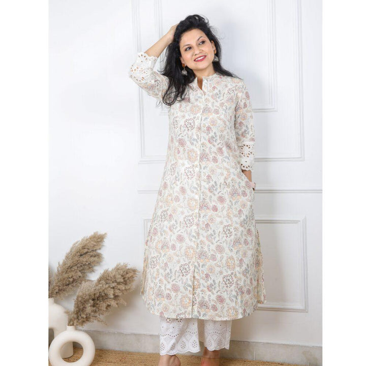 Off white Kantha Inspired Printed Kurti