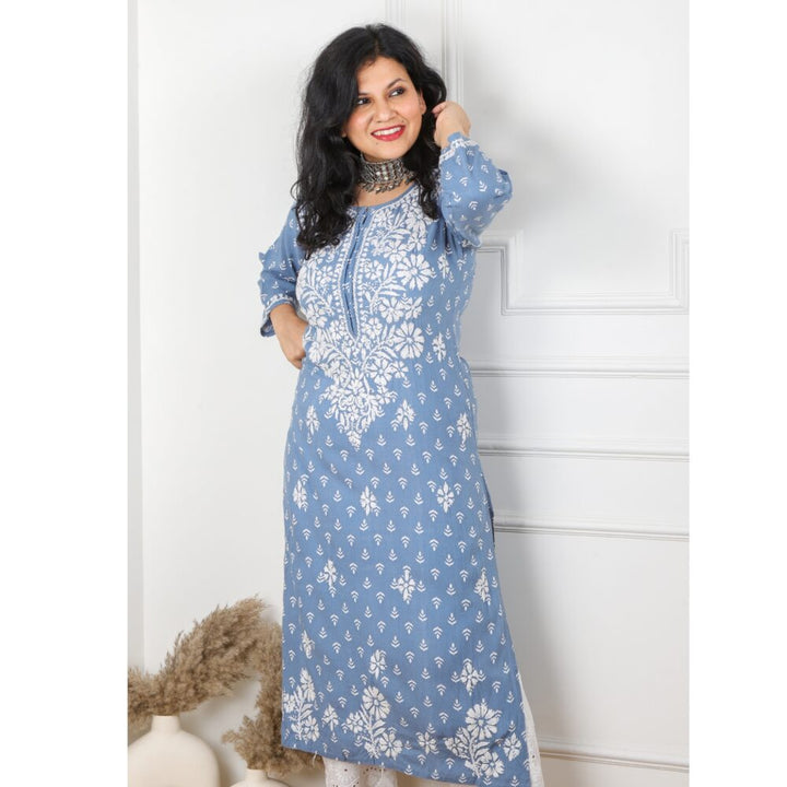 Charcoal Grey Modal Chikankari Kurti