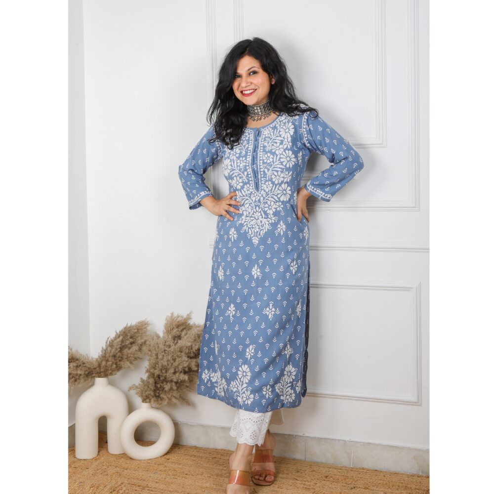 Charcoal Grey Modal Chikankari Kurti