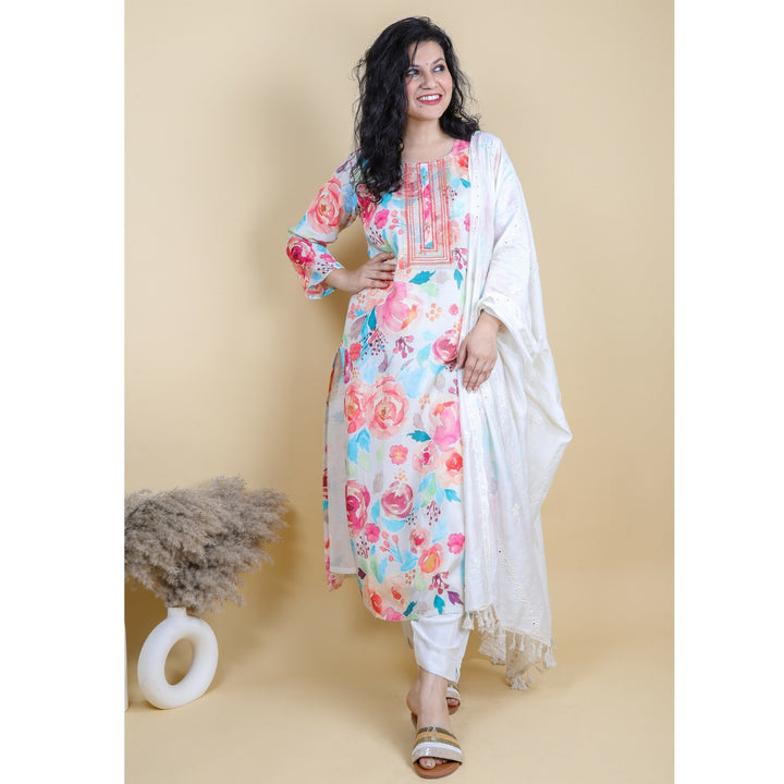 Colorful Digital Printed Muslin 3 Piece Set