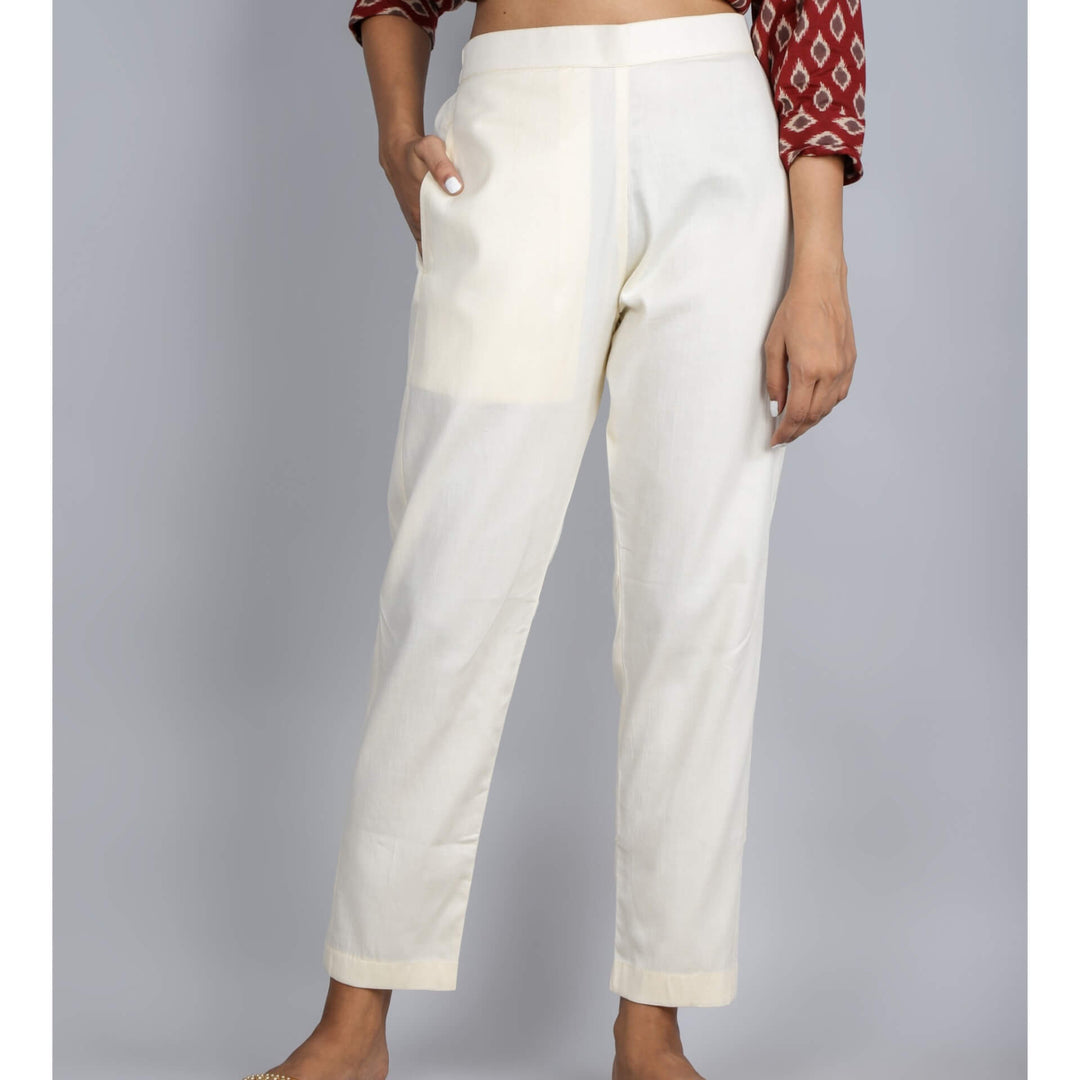 Whitish Yellow Cotton Trouser