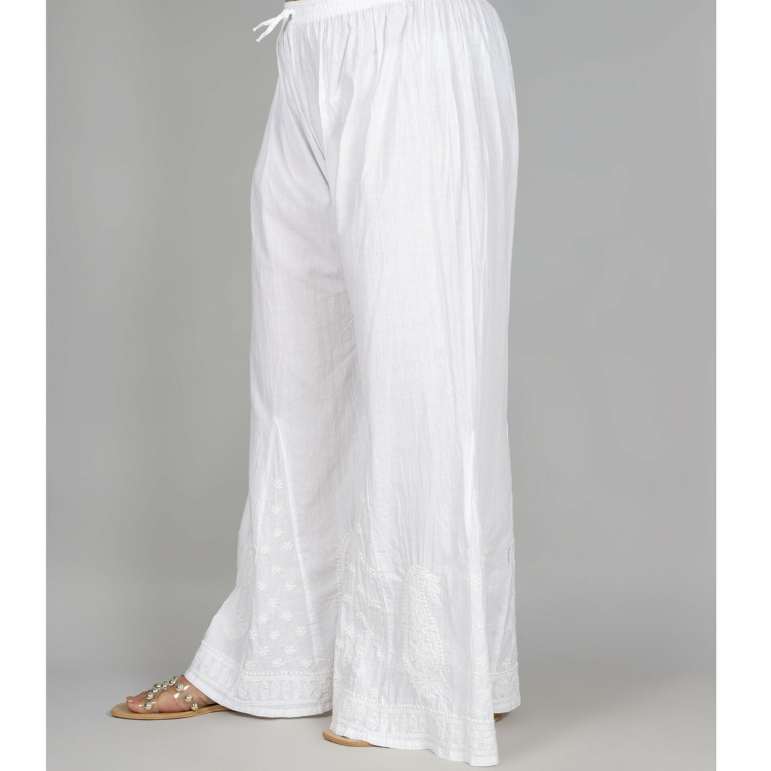 White Chikankari Work Palazzo -D2
