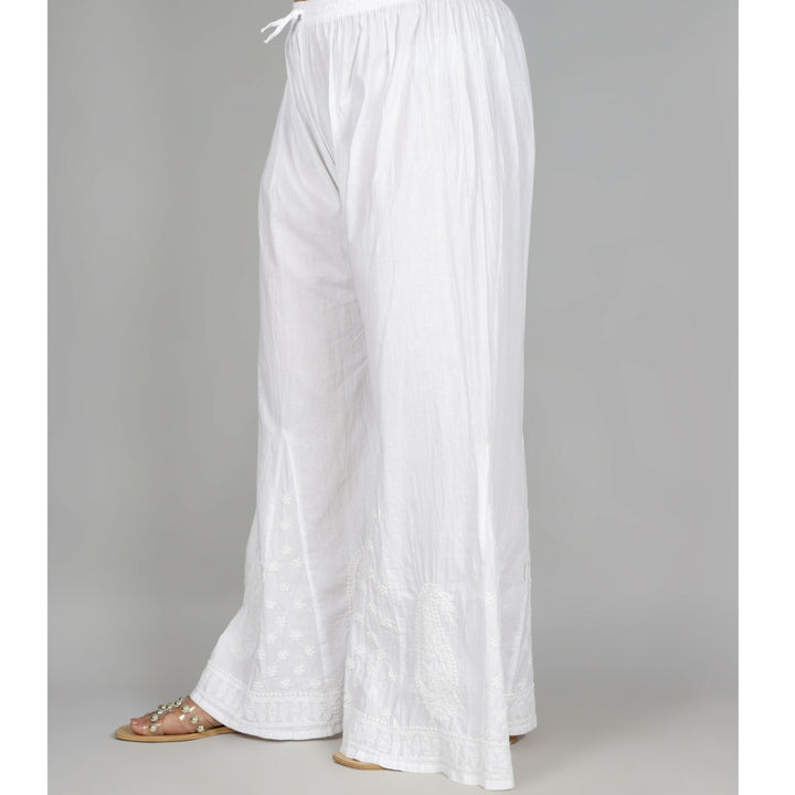 White Chikankari Work Palazzo -D2