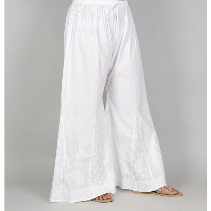 White Chikankari Work Palazzo -D2