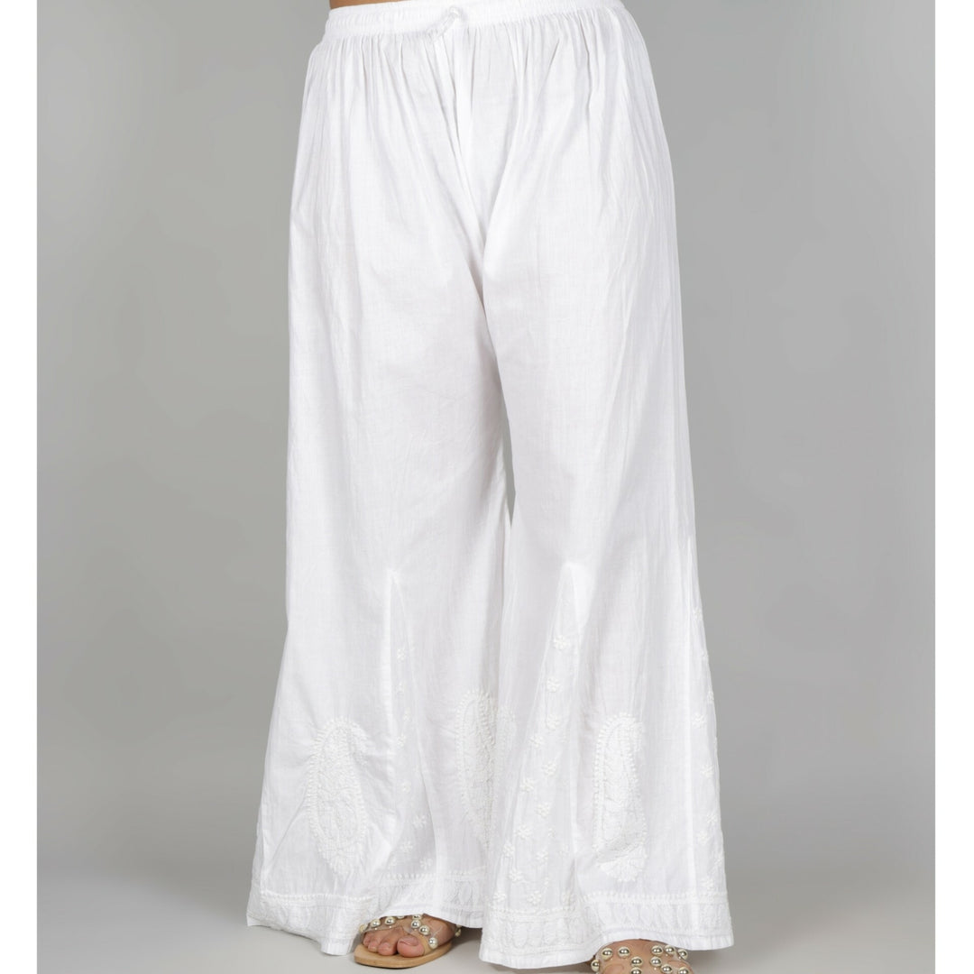 White Chikankari Work Palazzo -D2