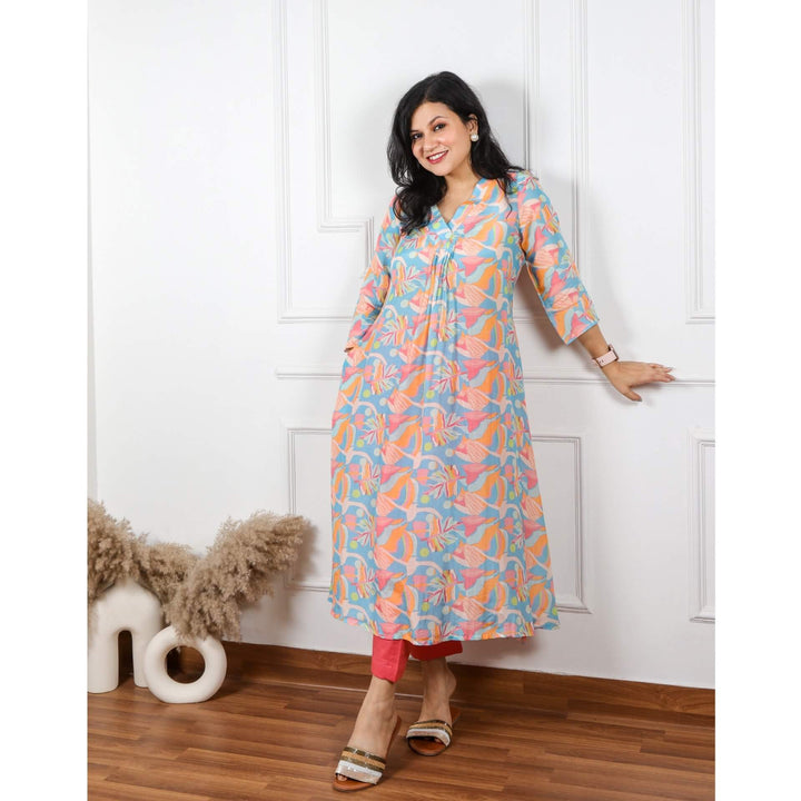 Zeenat Colorful Modern Abstract Printed Pure Muslin Kurti
