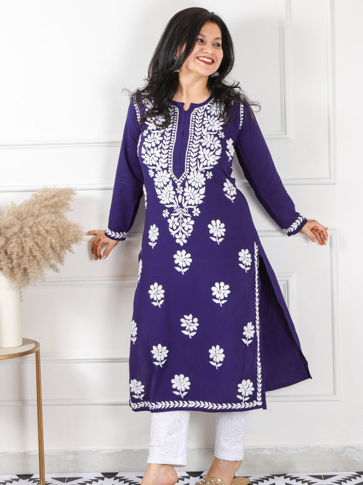Raabta Dark Blue Chikankari Work Modal Kurti