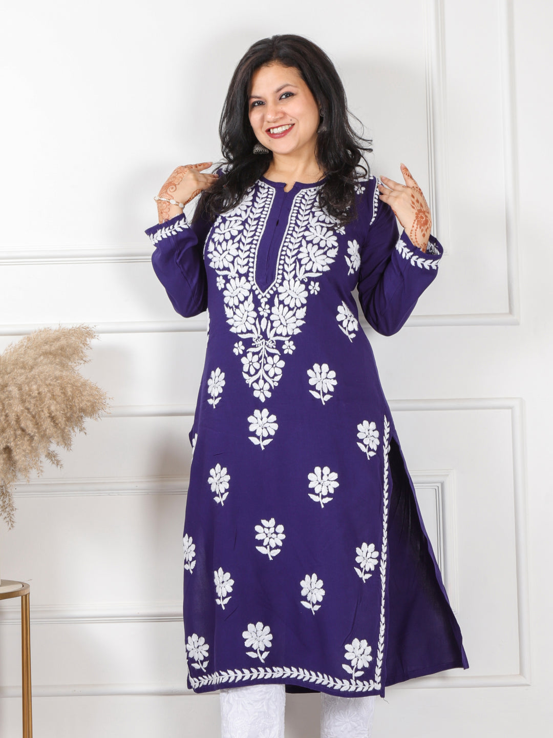 Raabta Dark Blue Chikankari Work Modal Kurti