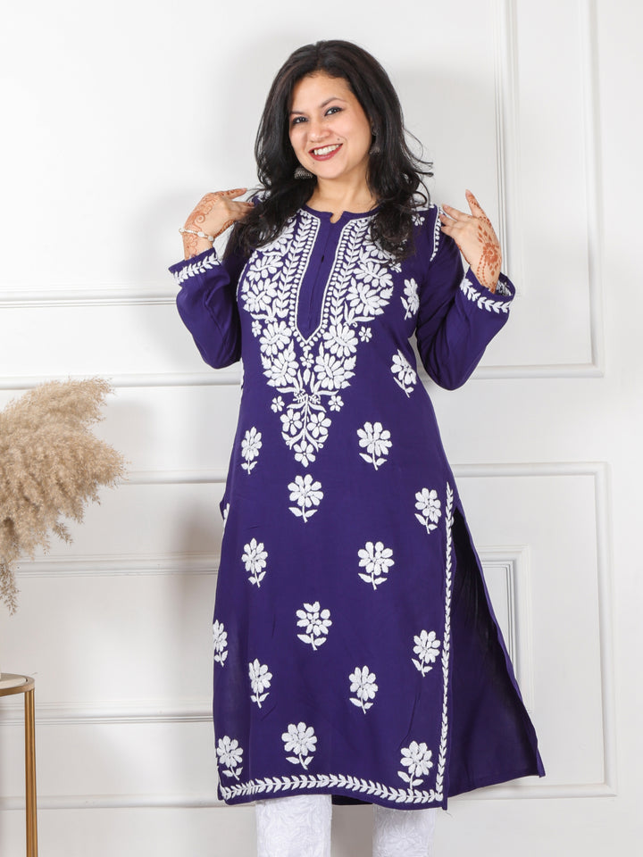 Raabta Dark Blue Chikankari Work Modal Kurti