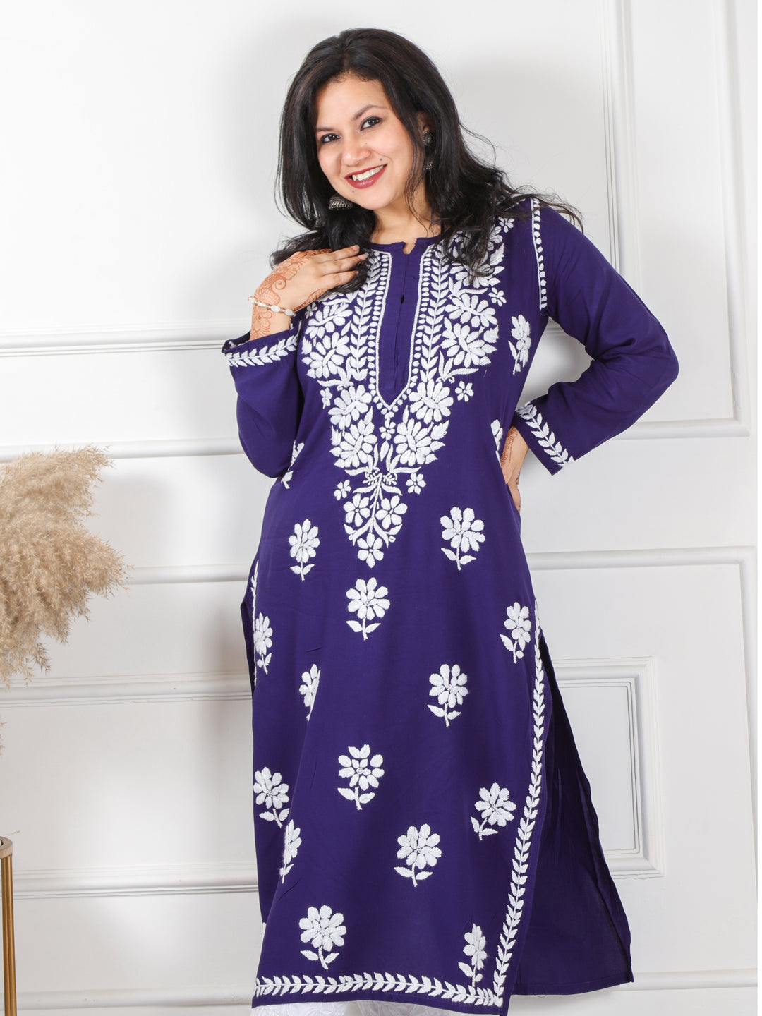 Raabta Dark Blue Chikankari Work Modal Kurti
